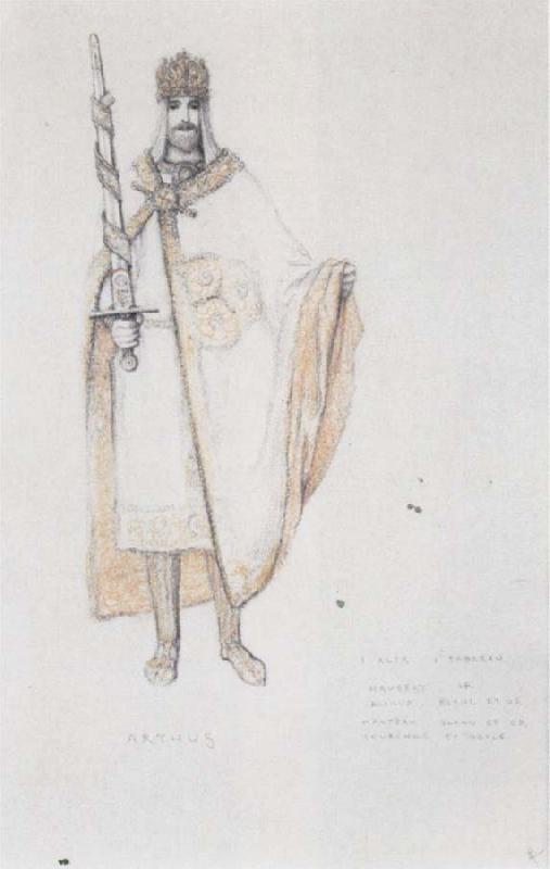 Fernand Khnopff Costume Drawing for Le Roi Arthus Arthus France oil painting art